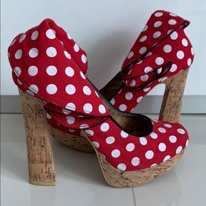 Red and White Polka Dots Heels